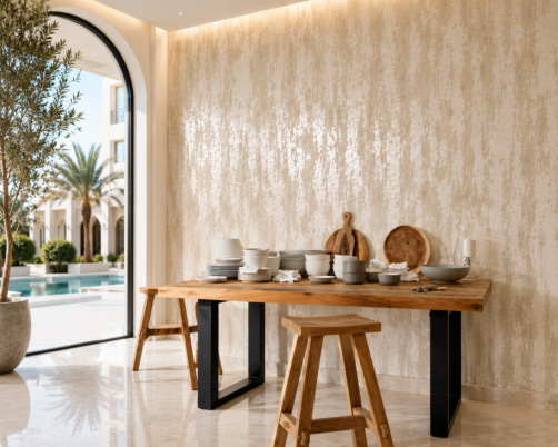 Luxury Dubai villa featuring premium lady glaze wall finish with elegant interior painting services by a professional painting company in Dubai.