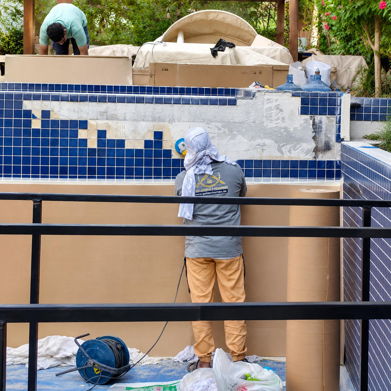 Luxury swimming pool renovation project at Arabian Ranches by pool contractors in Dubai